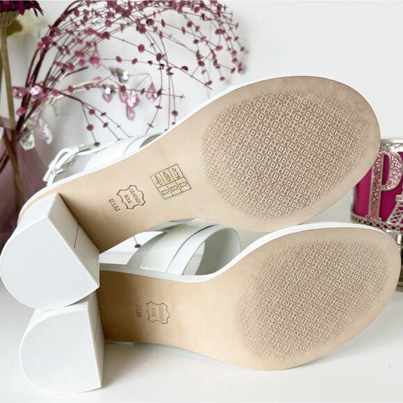 Tory Burch Gigi Two Band White Leather Block Heel Slingback Sandals Size 8.5 NWB - Picture 8 of 16